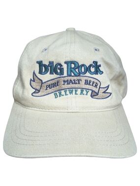 Vintage Big Rock Brewery Dad Hat Cream Embroidered Beer Cap Adjustable Cotton